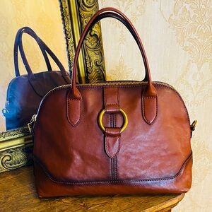 Frye Brown Leather Brass Harness Bag